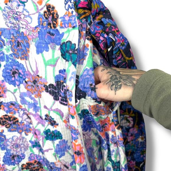 Tanya Taylor NWT Frida Tie Waist Cotton Mixed Meadow Blue Floral Wrap Midi Dress - Picture 8 of 15